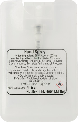 PET hand cleansing spray